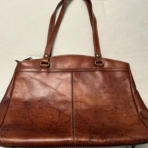 Patricia Nash Map Print Leather Tote Bag